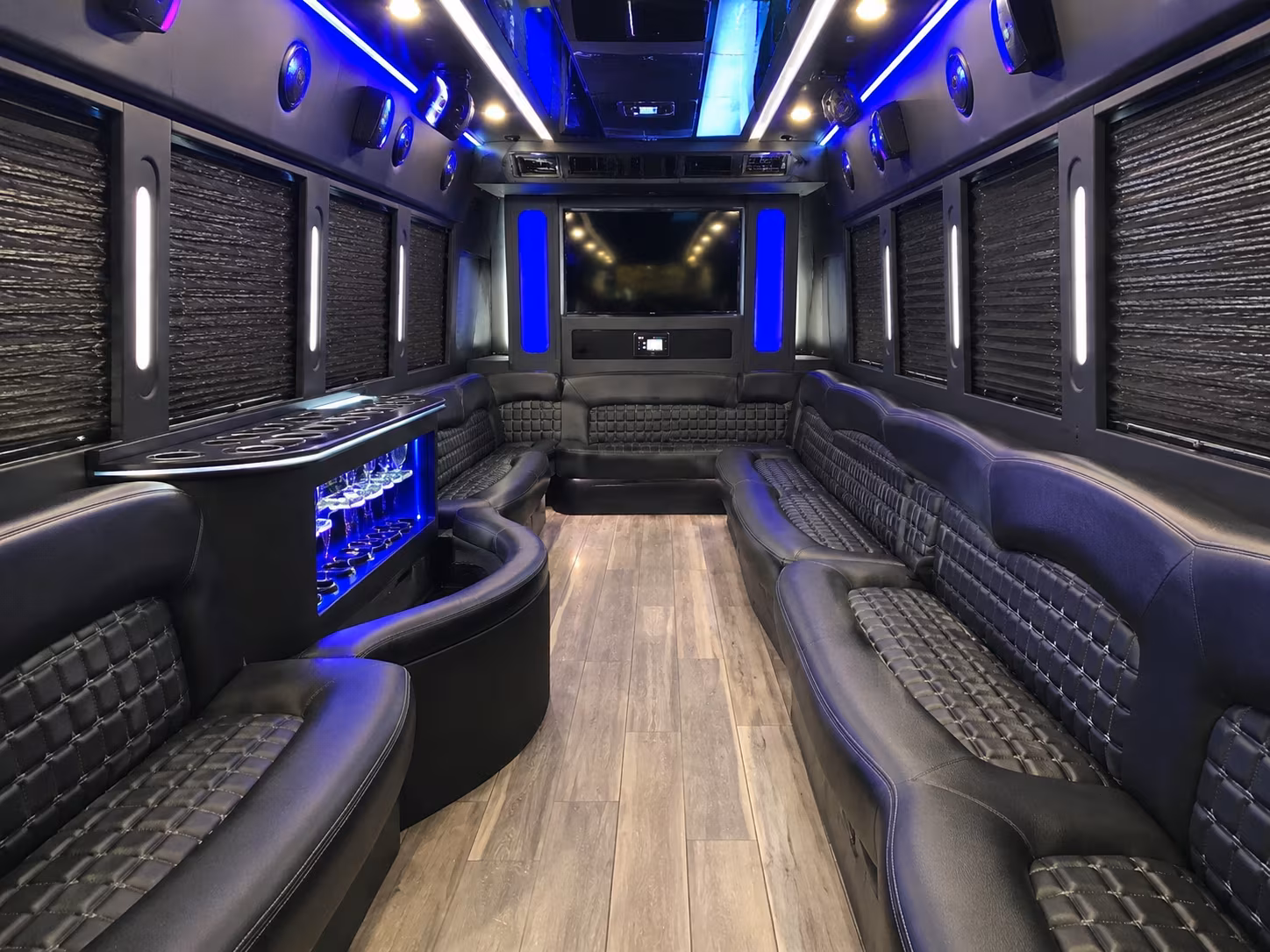 Bridgeport Private Event Transportation party bus interior