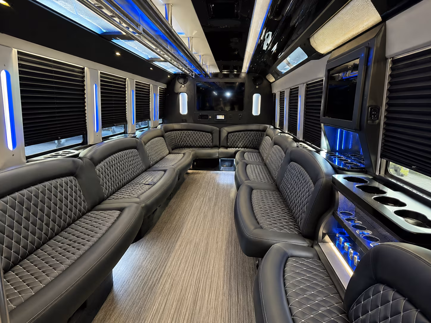 White party bus exterior