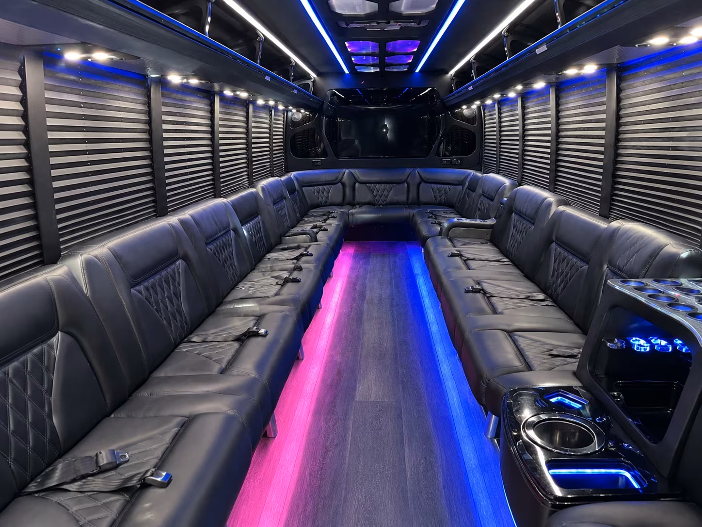 White party bus exterior