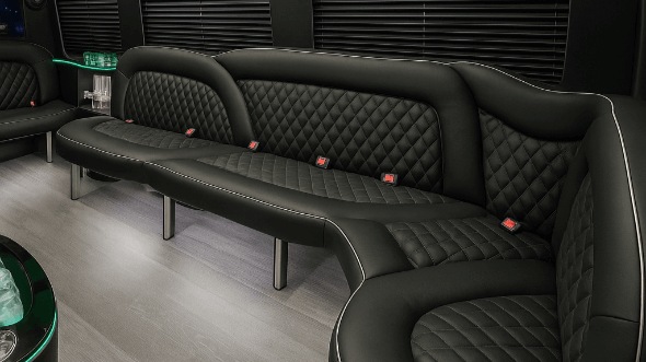 Interior of Charter Bus Company Yonkers's 14 Passenger Sprinter Limousine in Yonkers