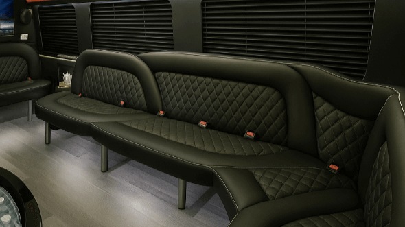 Interior of Charter Bus Company Stamford's 18 Passenger Party Bus in Stamford