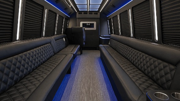Interior of Bridgeport Party Bus Company's 25 Passenger Party Bus in Bridgeport