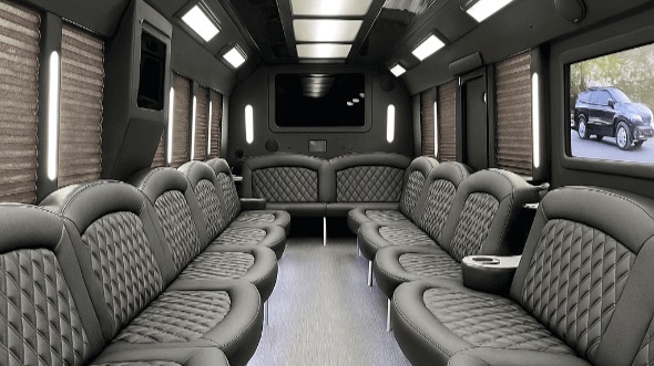 Interior of Charter Bus Company Stamford's 25 Passenger Party Bus in Stamford