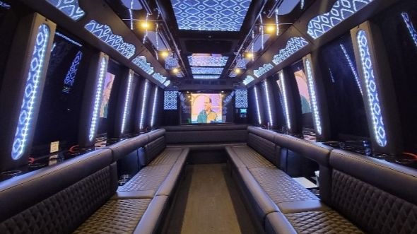 Interior of Bridgeport Party Bus Company's 28 Passenger Party Bus in Bridgeport