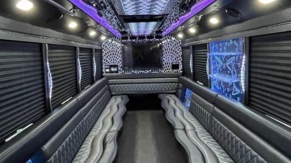 Interior of Charter Bus Company Waterbury's 28 Passenger Party Bus in Waterbury