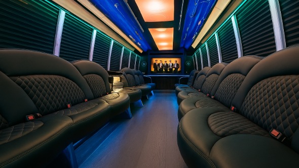 Interior of Bridgeport Party Bus Company's 50 Passenger Party Bus in Bridgeport