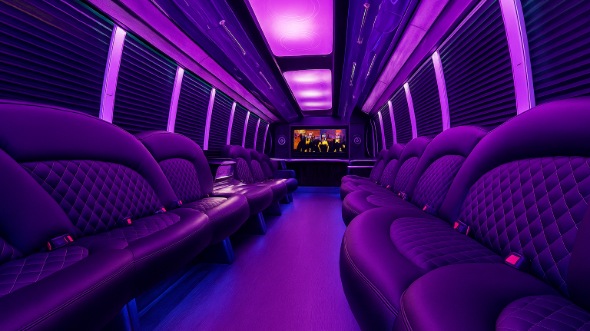 Interior of Charter Bus Company Hartford's 50 Passenger Party Bus in Hartford
