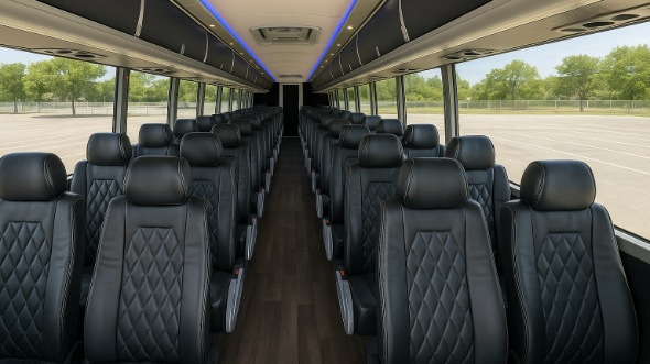 Interior of Charter Bus Company Bridgeport's 51 Passenger Charter Bus in Bridgeport
