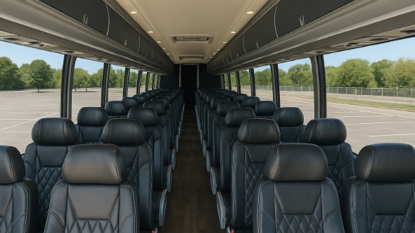 Interior of Charter Bus Company Bridgeport's 54 Passenger Charter Bus in Bridgeport