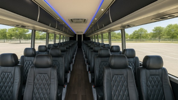 Interior of Charter Bus Company Bridgeport's 55 Passenger Charter Bus in Bridgeport